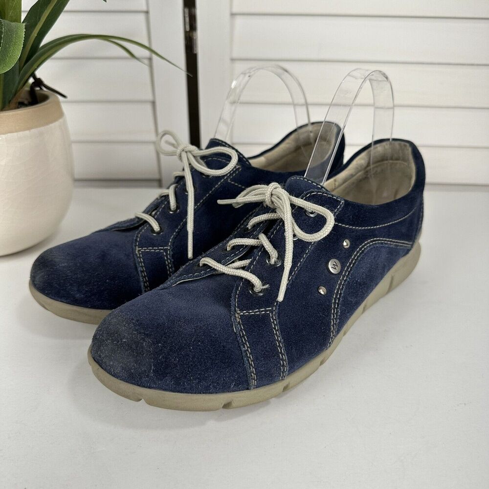 Wolky Niobe Walking Sneakers Blue Suede Lace Up Comfort Shoes EU 43 US 10.5